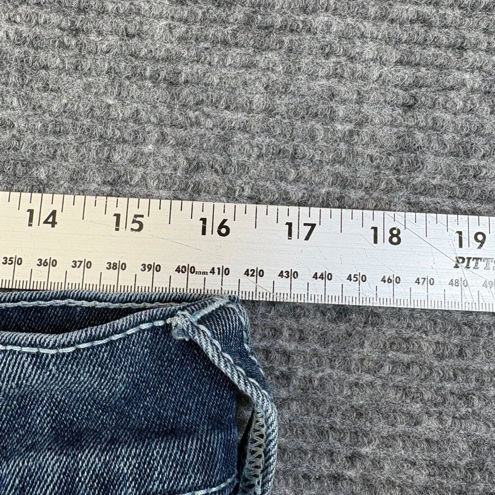 True Religion Ricky Relaxed Straight Jeans Mens 31 Dark Wash White Contrast